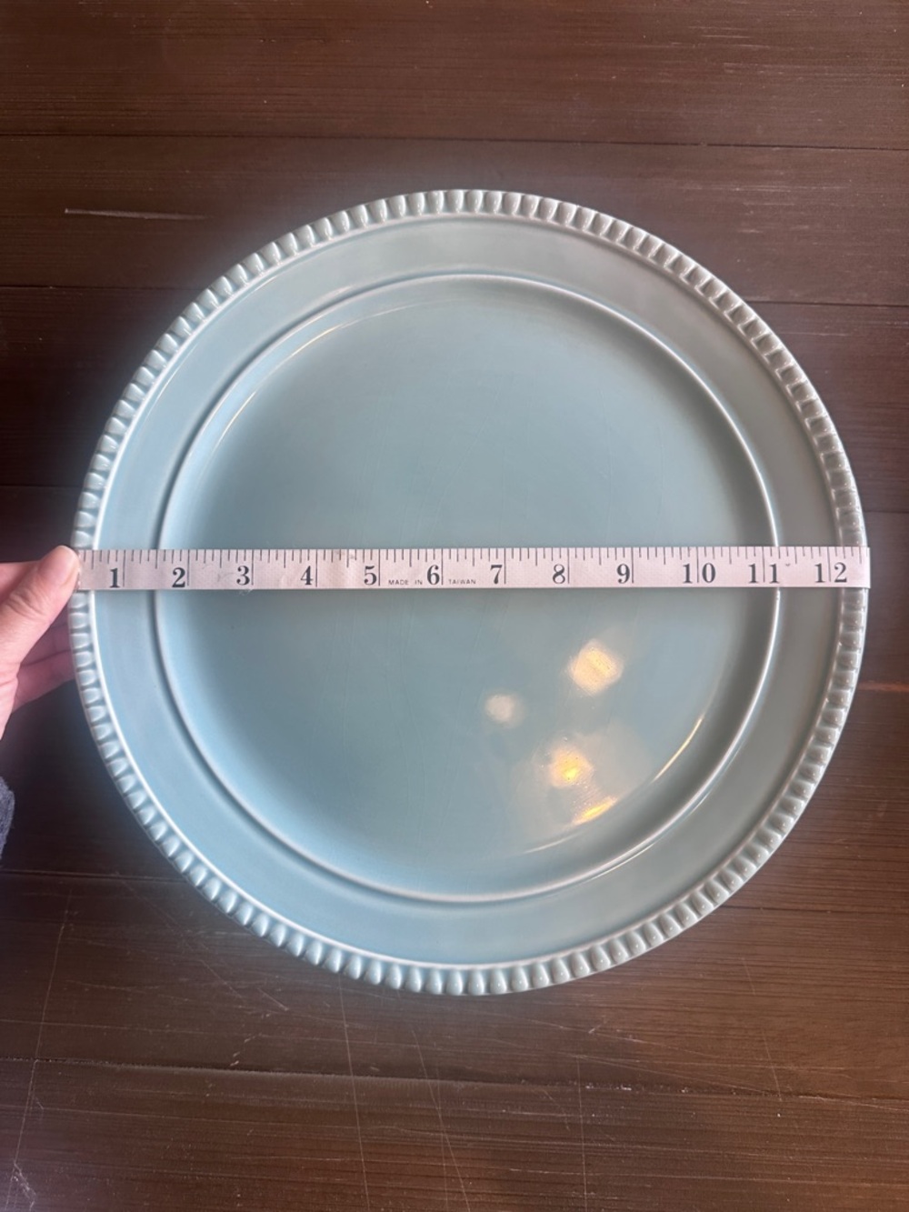 Vintage SADestinos Beaded Edge Blue Pedestal Cake Stand Plate from Anthropologie - Picture 3 of 6